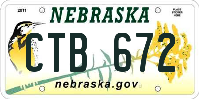 NE license plate CTB672