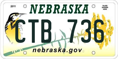 NE license plate CTB736
