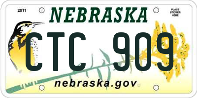NE license plate CTC909