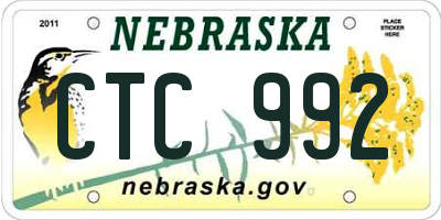 NE license plate CTC992