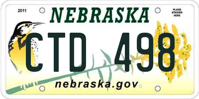 NE license plate CTD498