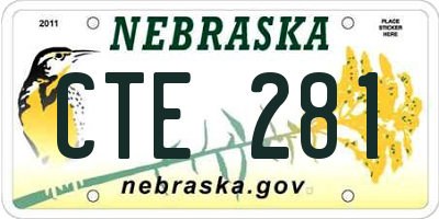 NE license plate CTE281
