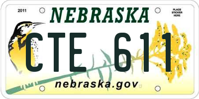 NE license plate CTE611