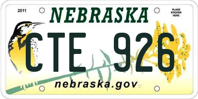 NE license plate CTE926