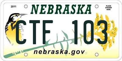 NE license plate CTF103