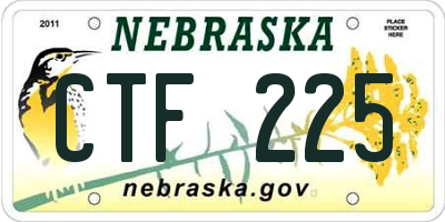 NE license plate CTF225