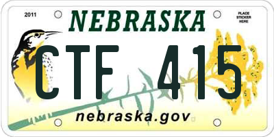 NE license plate CTF415