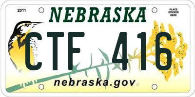 NE license plate CTF416