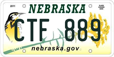 NE license plate CTF889