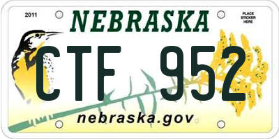 NE license plate CTF952