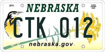 NE license plate CTK012