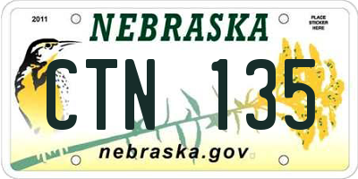 NE license plate CTN135