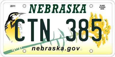 NE license plate CTN385