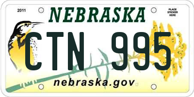 NE license plate CTN995
