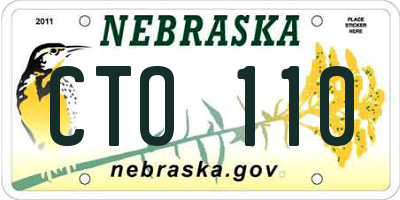 NE license plate CTO110