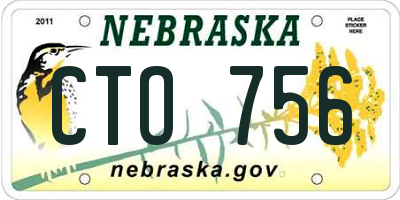 NE license plate CTO756