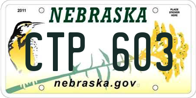 NE license plate CTP603
