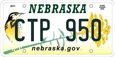 NE license plate CTP950