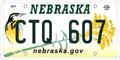NE license plate CTQ607