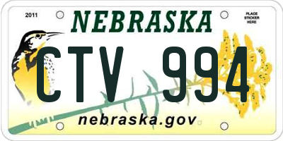 NE license plate CTV994