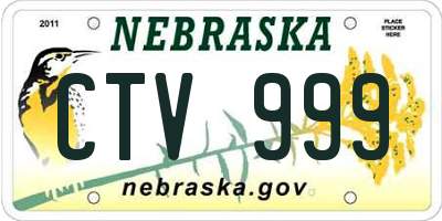 NE license plate CTV999