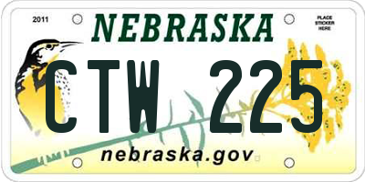 NE license plate CTW225