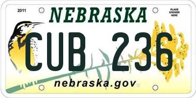 NE license plate CUB236