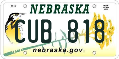 NE license plate CUB818