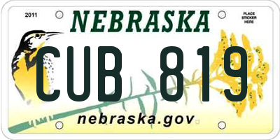 NE license plate CUB819