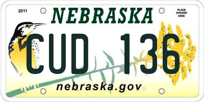 NE license plate CUD136