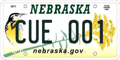 NE license plate CUE001