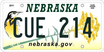 NE license plate CUE214
