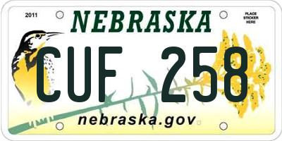 NE license plate CUF258