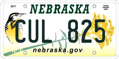 NE license plate CUL825