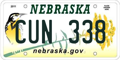 NE license plate CUN338