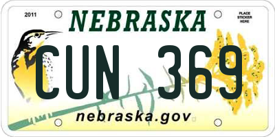 NE license plate CUN369