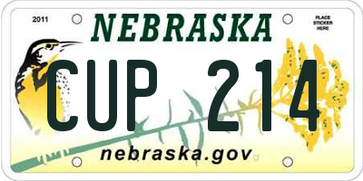 NE license plate CUP214