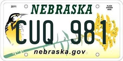 NE license plate CUQ981