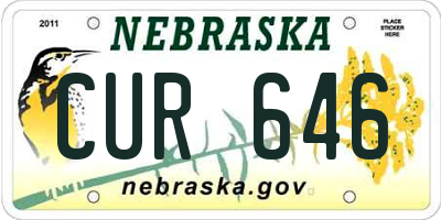 NE license plate CUR646