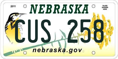 NE license plate CUS258