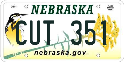 NE license plate CUT351