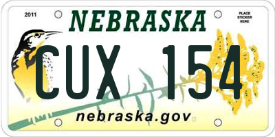 NE license plate CUX154