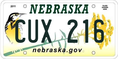 NE license plate CUX216