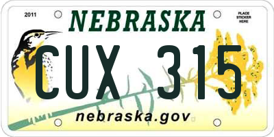 NE license plate CUX315