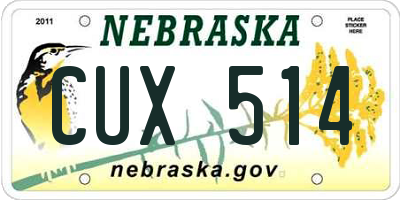 NE license plate CUX514