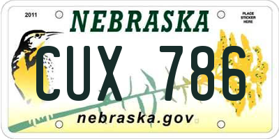 NE license plate CUX786
