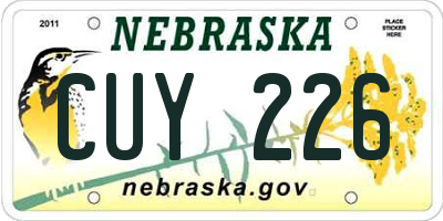 NE license plate CUY226