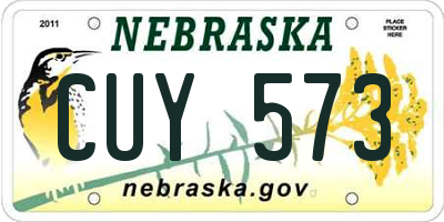 NE license plate CUY573