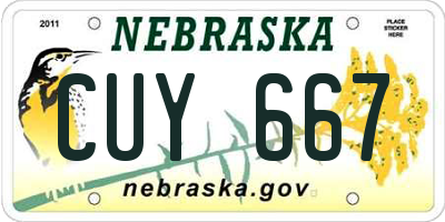 NE license plate CUY667