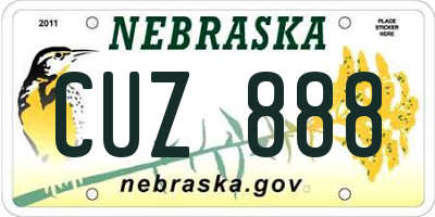 NE license plate CUZ888